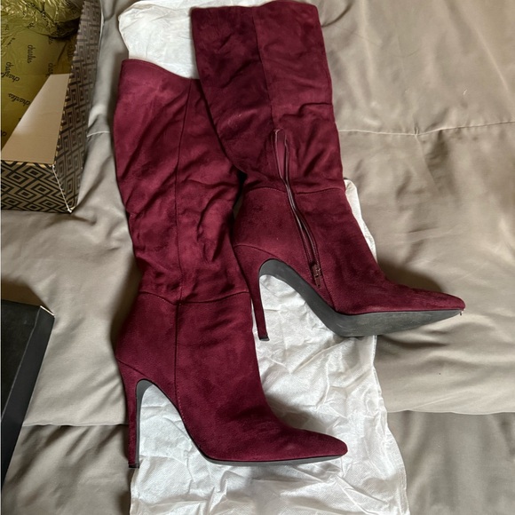 Charles by Charles David Burgundy Tall Heeled Boots - Picture 2 of 10